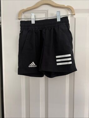 adidas Black Shorts with White Three-Stripe Detail